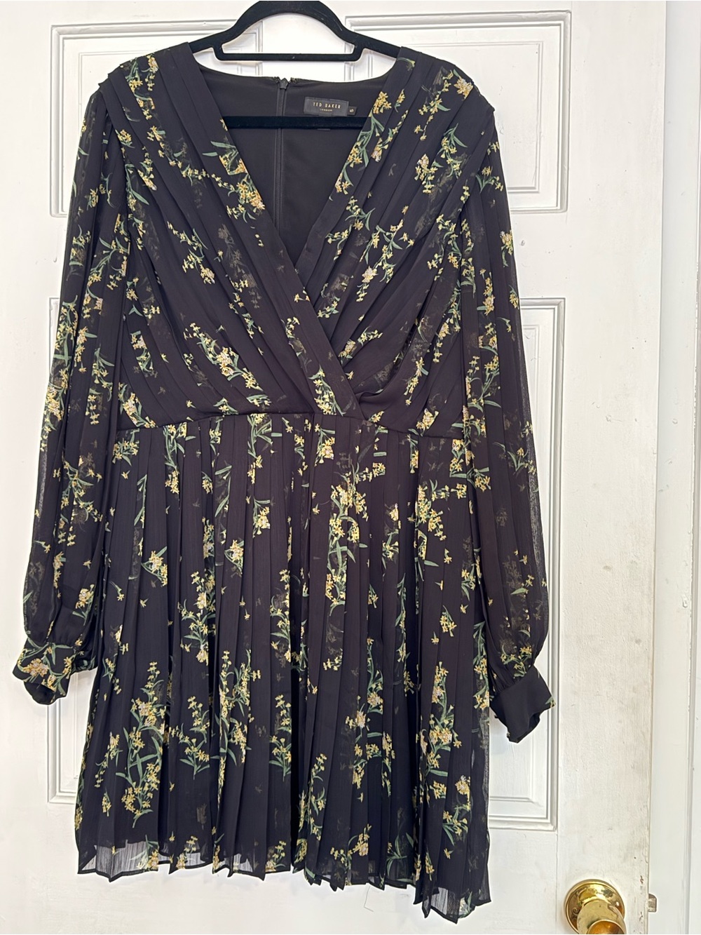 Ted Baker Papyrus Pleated Floral faux Wrap Mini Dress - Size 5 (12 US) MSRP $348